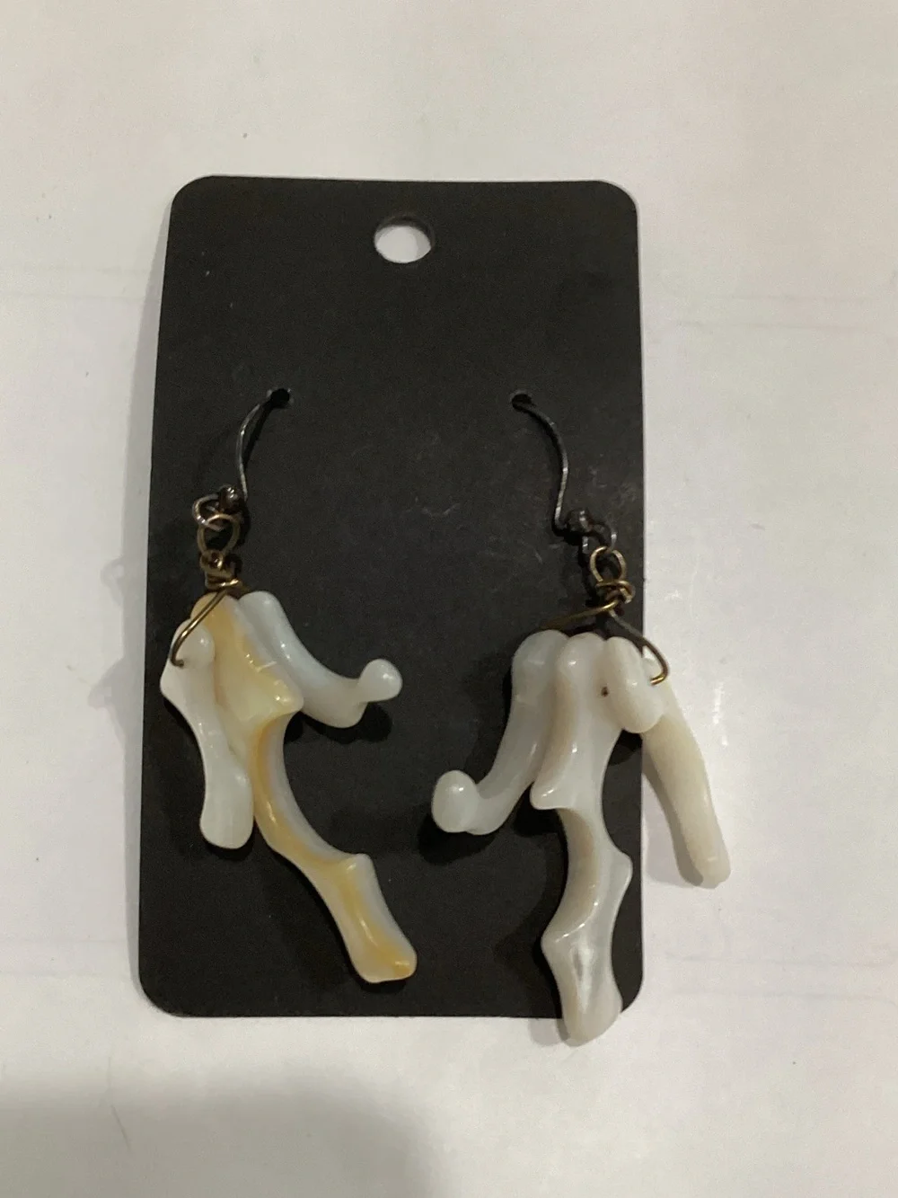 Handcrafted White Coral-Style Drop Earrings